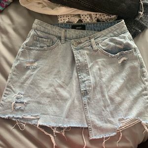Denim asymmetrical mini skirt